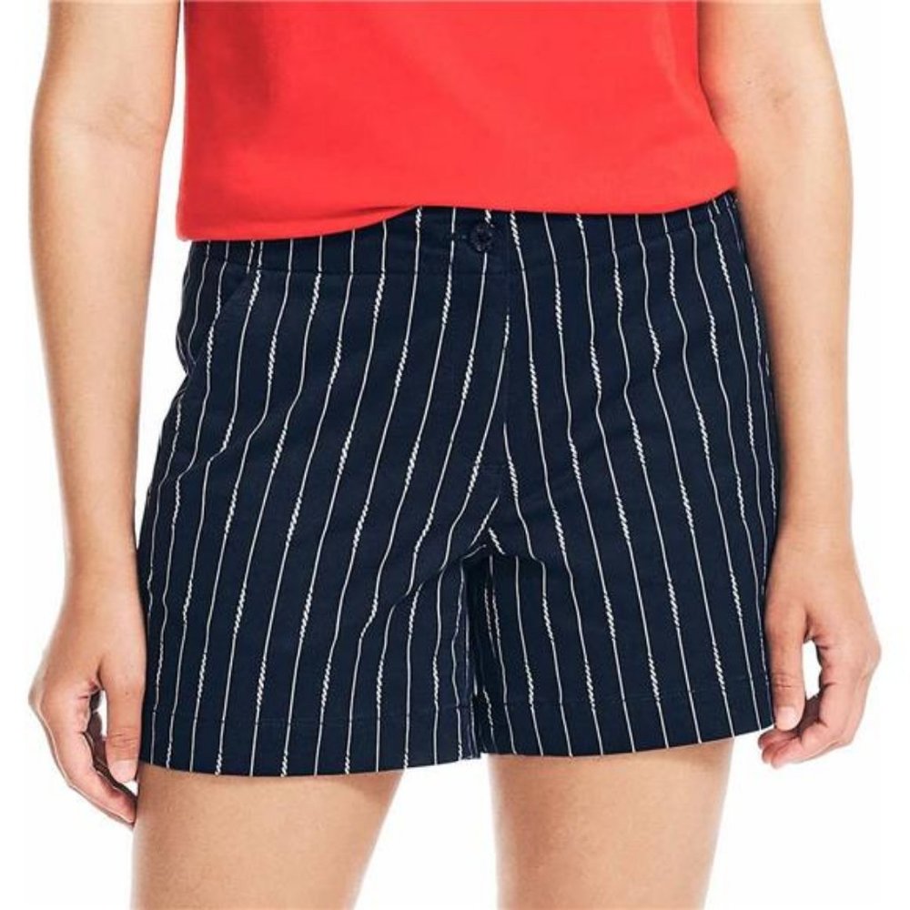 Womens Midweight Mid-Rise Twill Shorts US, Numeric, 12, Regular, Regular, Navy